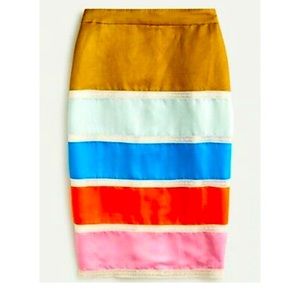 NWT JCREW $128 Crochet ribbon skirt in colorblock